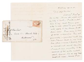 (CIVIL WAR.) William Raymond Lee. Letter to famed Richmond Unionist spy Elizabeth Van Lew, reflecting on the war.                                